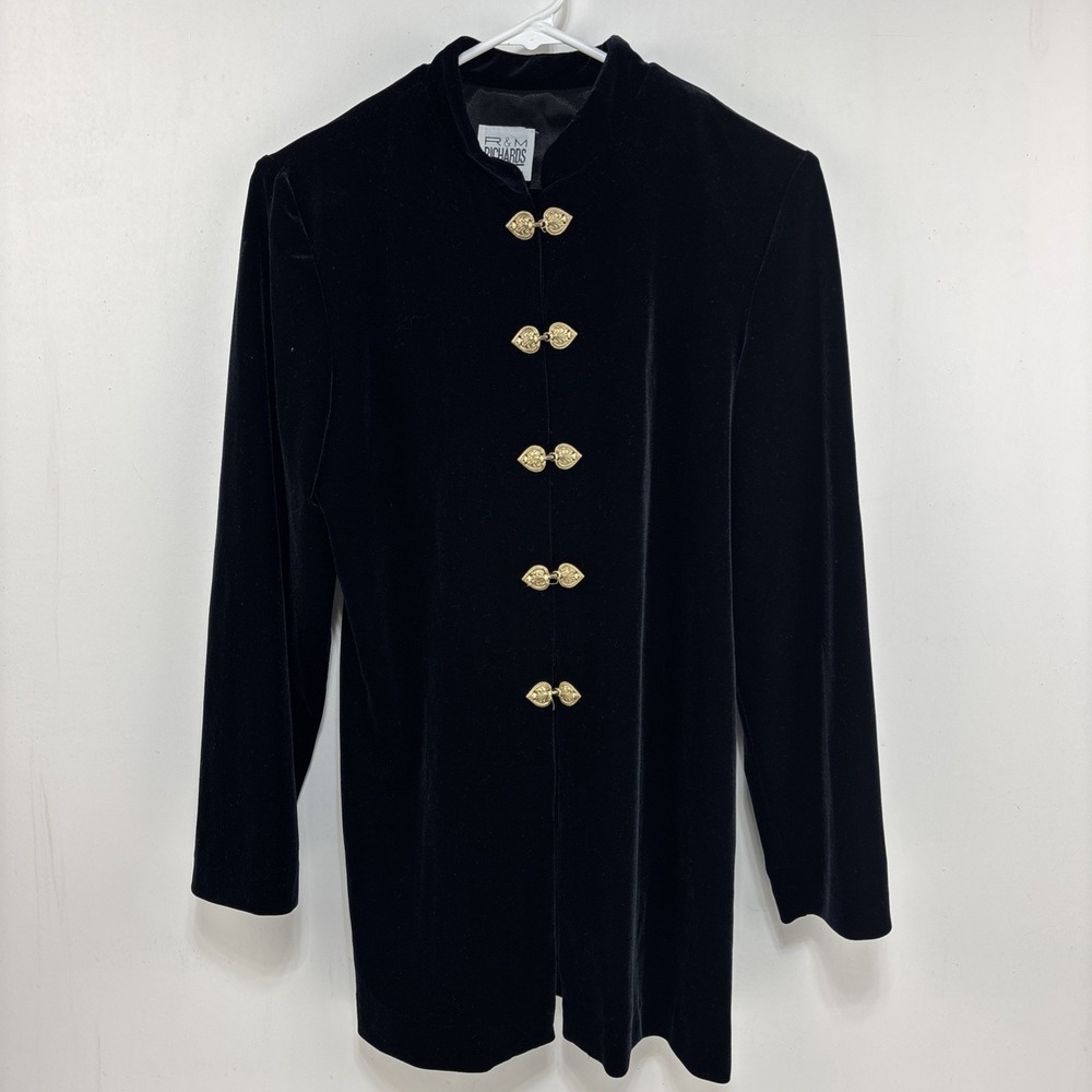 Vtg R&M Richards Womens Velour Goth Vampire Victorian High Collar Jacket Size 8P